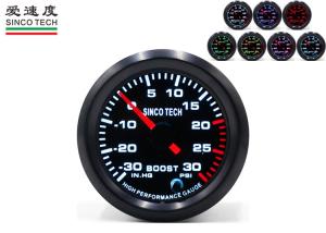 Quality 30 PSI Boost Gauge , 50MM Digital Turbo Gauge Seven Colors Backlight LED Warning wholesale