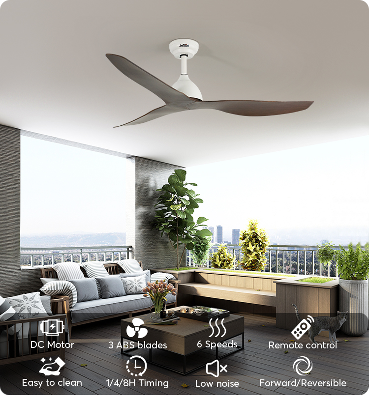 52 Inches Brown ABS Blades Energy Saving DC Ceiling Fan with Light NO Private Mold