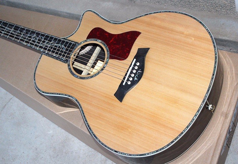 Wholesale- Factory custom 41'' 20 frets 916 cutaway body natural wood color acoustic guitar with solid top,golden tuners