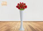 Tall Decorative Glossy White Fiberglass Planters Floor Vases Flower Pots