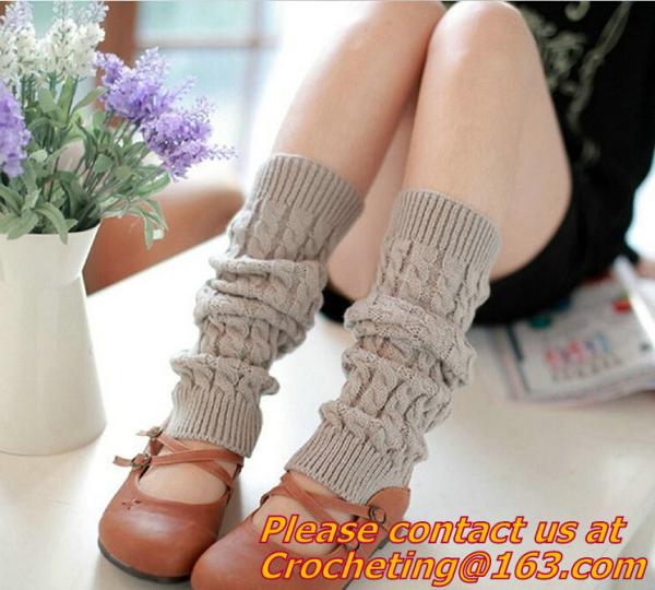Lace,Trim Crochet Knit Foot Knee High cotton socks use for women Leg Warmers and