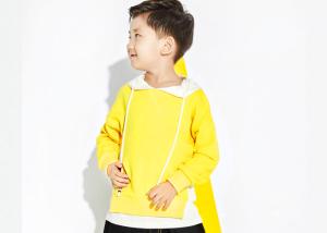 Quality Yellow Fake Two Pieces Boys Fall Sweaters , Cute Little Boy Clothes With Hood wholesale