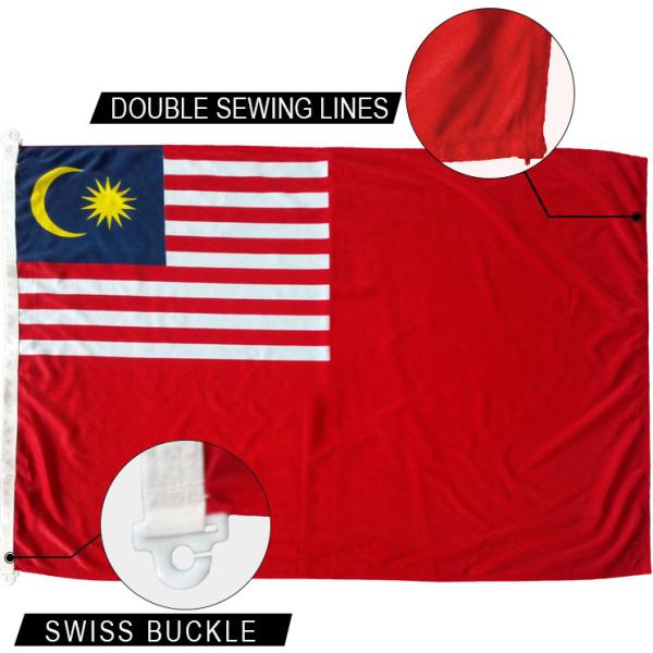 3x5' The civil ensign of Malaysia used by civilian vessels Knitted Polyester