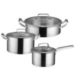 Best Selling Silver Kitchen Sauce Pot Soup Pot Fry Pan Cooking Pot Set With