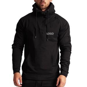 Quality 100% Cotton Black Sports Team Hoodies Embroidered Winter Men'S Gym Wear Hoodies wholesale