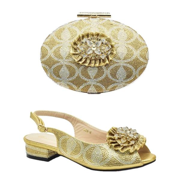 High quality fashion women high heels sandals and purses bag set italian bag to