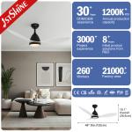 Noiseless 110V 240V Dimmable LED Ceiling Fan With 3 Colors Change Light