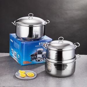 Quality Multifunction Large Capacity Kitchen Cookware Pot 3 Pieces Stainless Steel Ollas Soup Pot Set Cookware Set wholesale