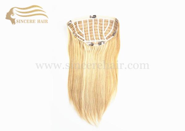 16" Blonde Hair Wigs - 40 CM Straight Blonde Remy Human Hair Half Wig 90 Gram