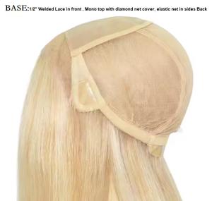 Quality 100% RAW Cuticle Remy Human Hair Medical Grade Toupee Mono Top Ladies Wigs Mix Color Wigs for Cancer And Alopecia Patients wholesale