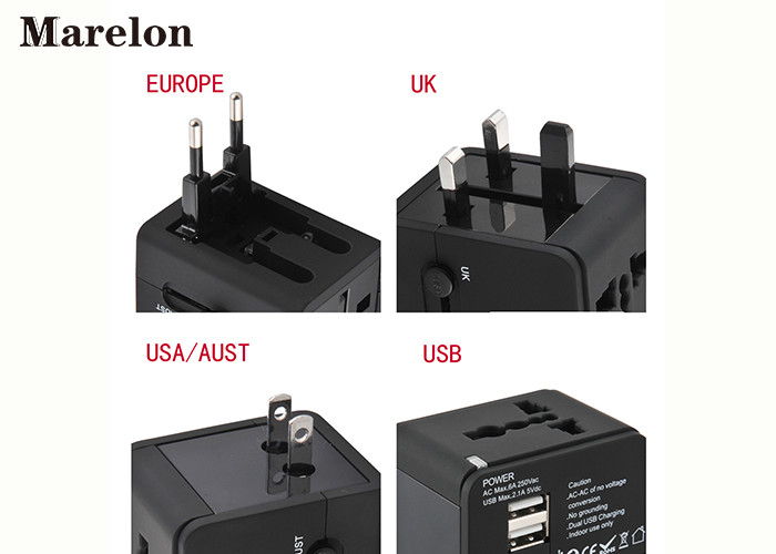 Global Travel Power Adapter, Dual USB Travel Adapter Built In 6A Fuse Safeguard Devices for Corporate Gifts