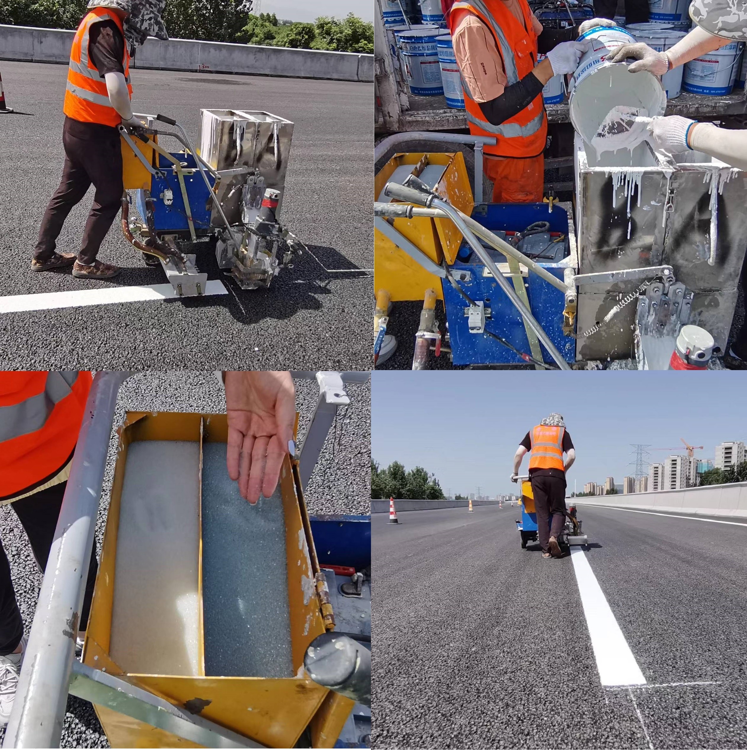 Two Components Thermoplastic Parking Line Striping Machine Stripe Thickness 1-4 Inches