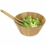 Free Heavy Metals Bamboo Wooden Bowls , Wood Salad Serving Set For School