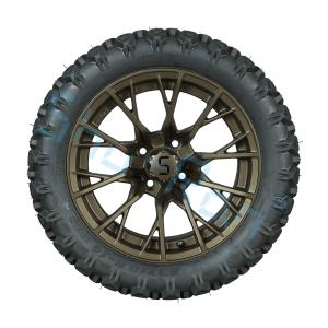 Quality Customizable 14 Inch Golf Cart Bronze Wheels And Off-road Tires for Customer Requirements wholesale