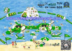 Quality Cool Inflatable Floating Water Park for Lake , Promotion Family Resort With Waterpark wholesale
