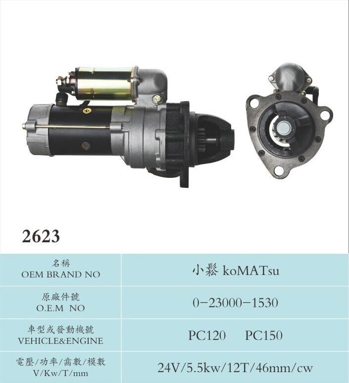 Nikko Replacement Car Parts Electric Starter Motor For Backhoe Loader Komatsu 0-23000-1530 PC120 PC150