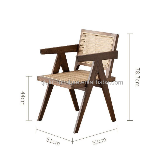 Black/Walnut Wood Color Solid Wood With Rattan Chair For Modern Style Dining Room Furniture