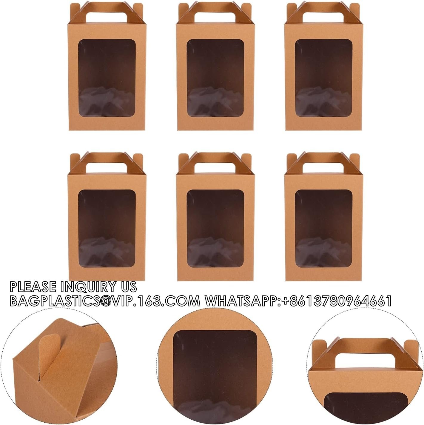 Flower Bouquet Paper Gift Bags With Handles, Wedding Party Bags Window Box Gift Wrapping Bags Small Cake Boxes Bakery