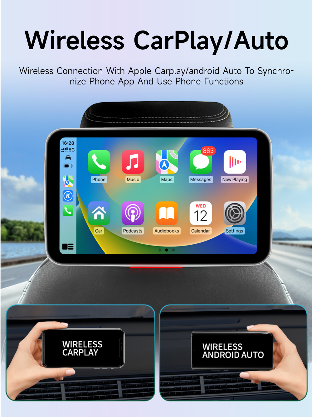 IPS Android Tablet Touch Screen Car Rear Seat Player Online Video Play Store AUX Port