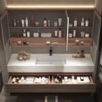 Waterproof American Style Luxury Bathroom Vanity Cabinet with Quartz Stone
