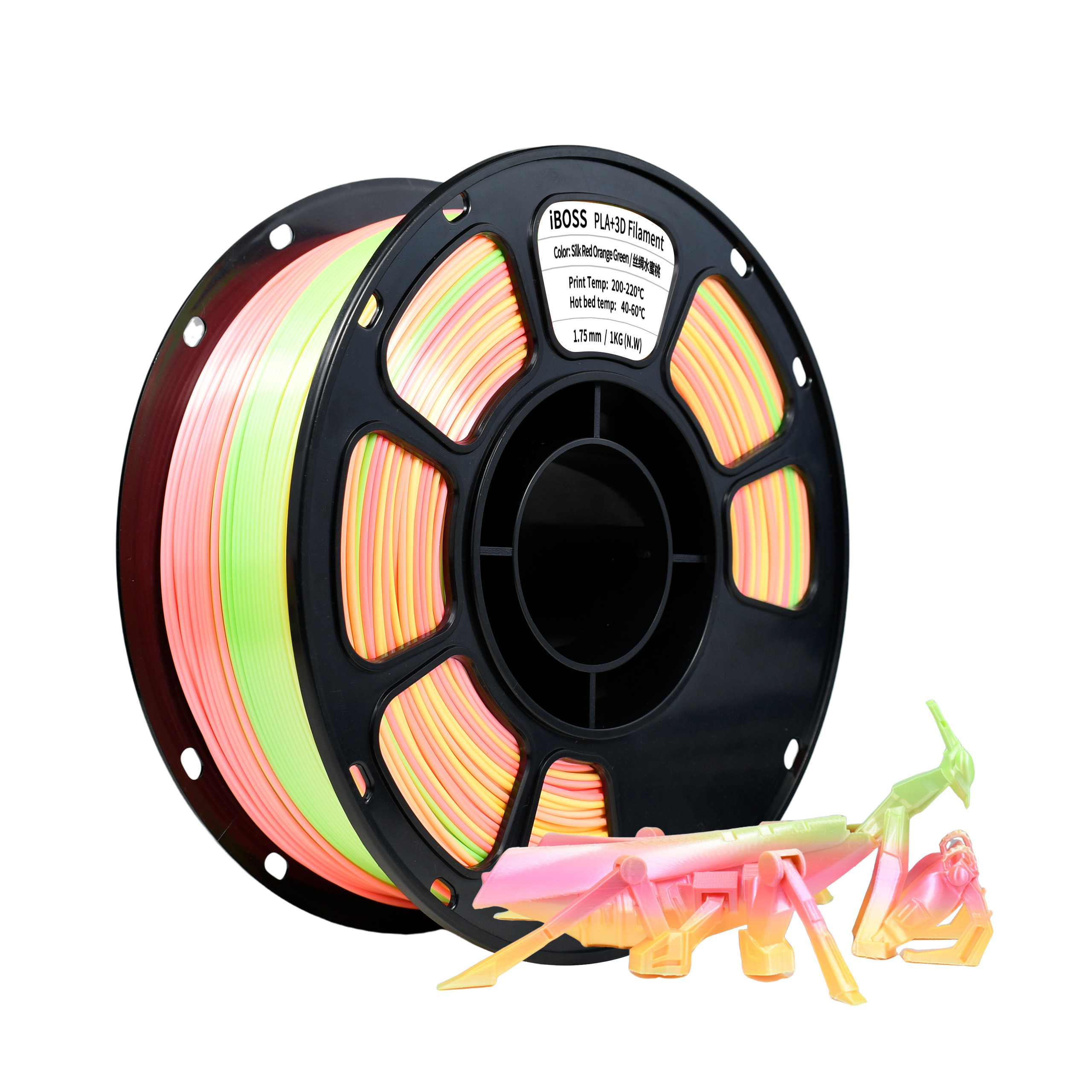 Iboss 3D Printer Filament 1.75 PLA+Silk Peach Rainbow 1.75millimeter Toughness Enhanced Customized Request