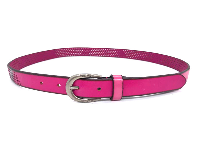 Lead Free pink Womens Genuine Leather Belt With Alloy Pin Buckle