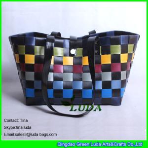 Quality LUDA colorful pp strap woven straw beach bags large waterproof beach bag wholesale