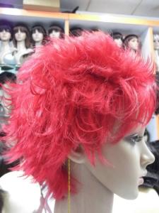 Quality Body Wave Short Synthetic Human Hair Full Lace Wigs With Bang , Pink Colored wholesale