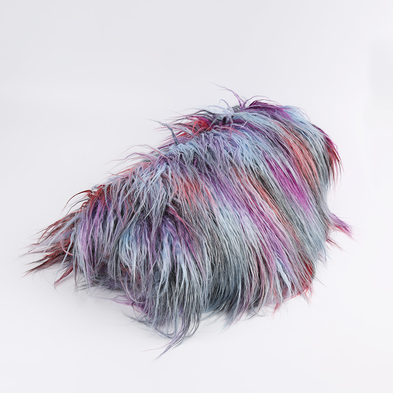 Solid Color Long Pile Faux Fur Fabric with Density 750g/m2 and Width 58/60