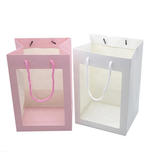 Drawstring Luxury Gift Packaging Bags , Cardboard Paper Bag With Transparent