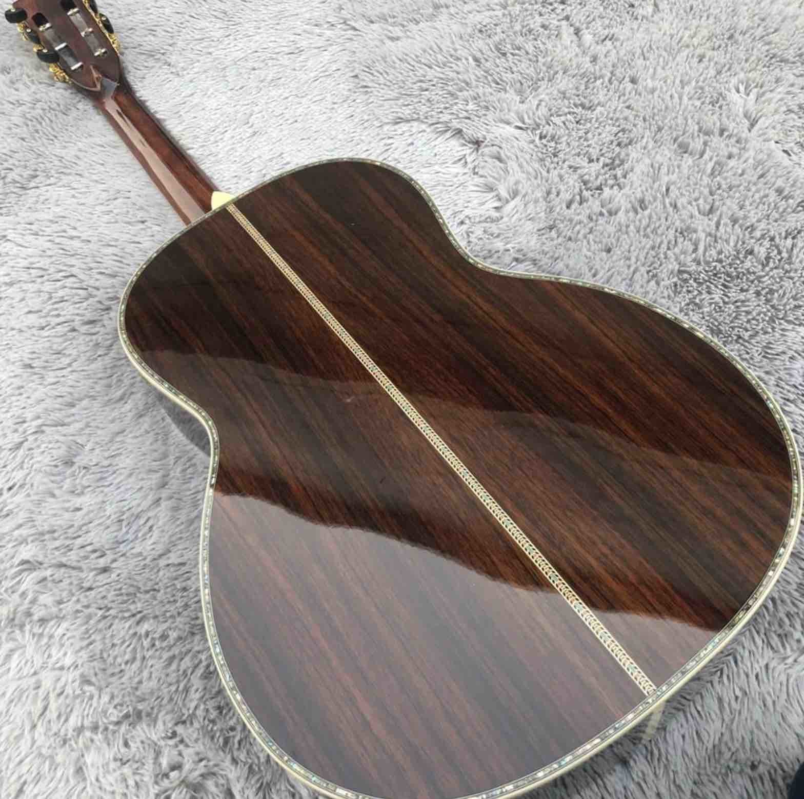 OEM custom acoustic guitar OOO body shape Guitar solid Cedar top real abalone binding and ebony fingerboard
