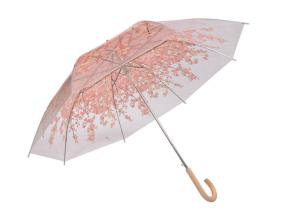 Quality Outdoor Compact Transparent Rain Umbrella Plastic Colored Hook Handle wholesale