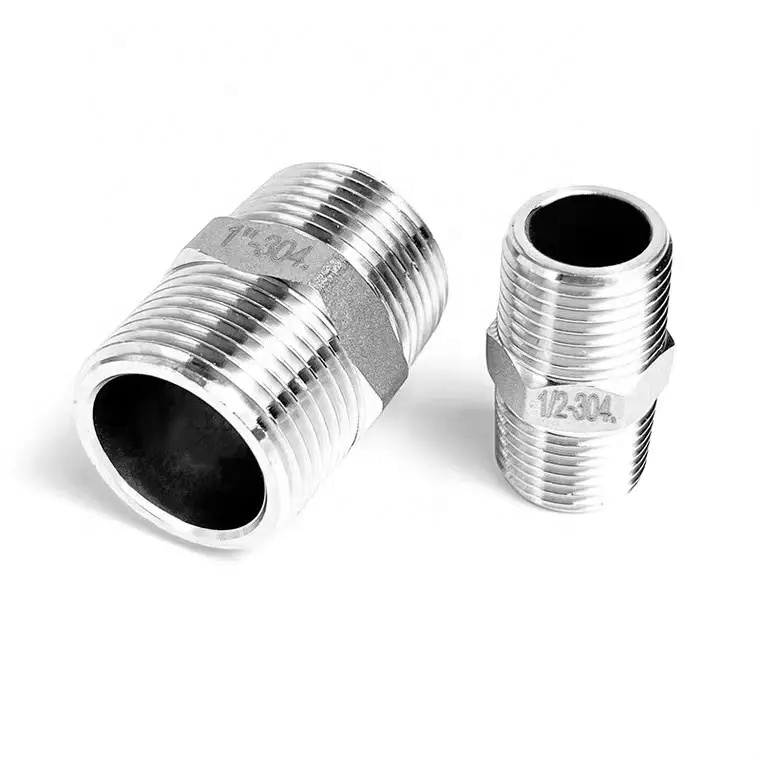 1/4''--4.0'' Stainless Steel 201 304 316 Short Hex Thread Nipple for Hydraulic Bsp Npt Plumbing