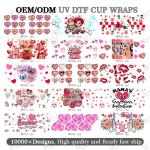 16oz Valentine'S Day UV DTF Cup Wraps Waterproof 3D Transfer Stickers Cup
