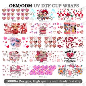 Quality 16oz Valentine'S Day UV DTF Cup Wraps Waterproof 3D Transfer Stickers Cup Tumblers Made PVC Material Transfer Printing wholesale