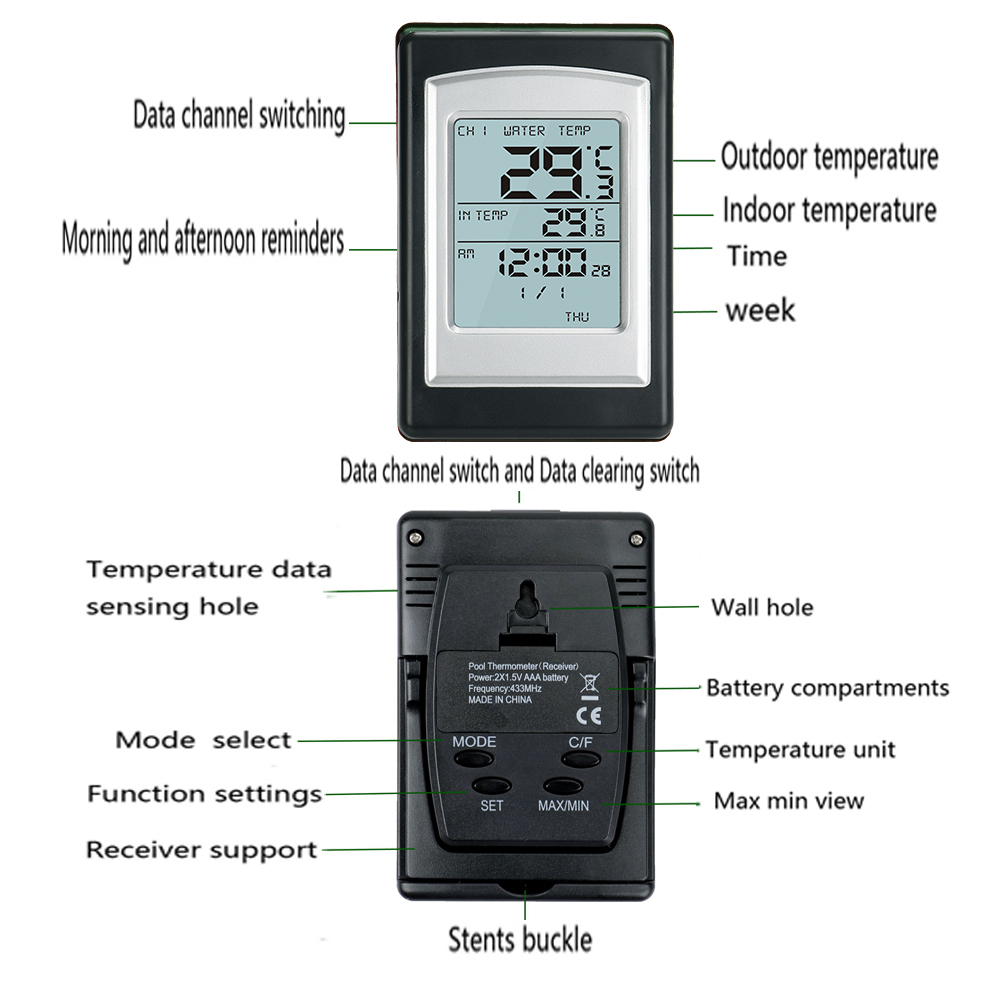 7-15v Multifunctional Pool Wireless Thermometer For Indoor Bathtub And Outdoor Swimming Pool