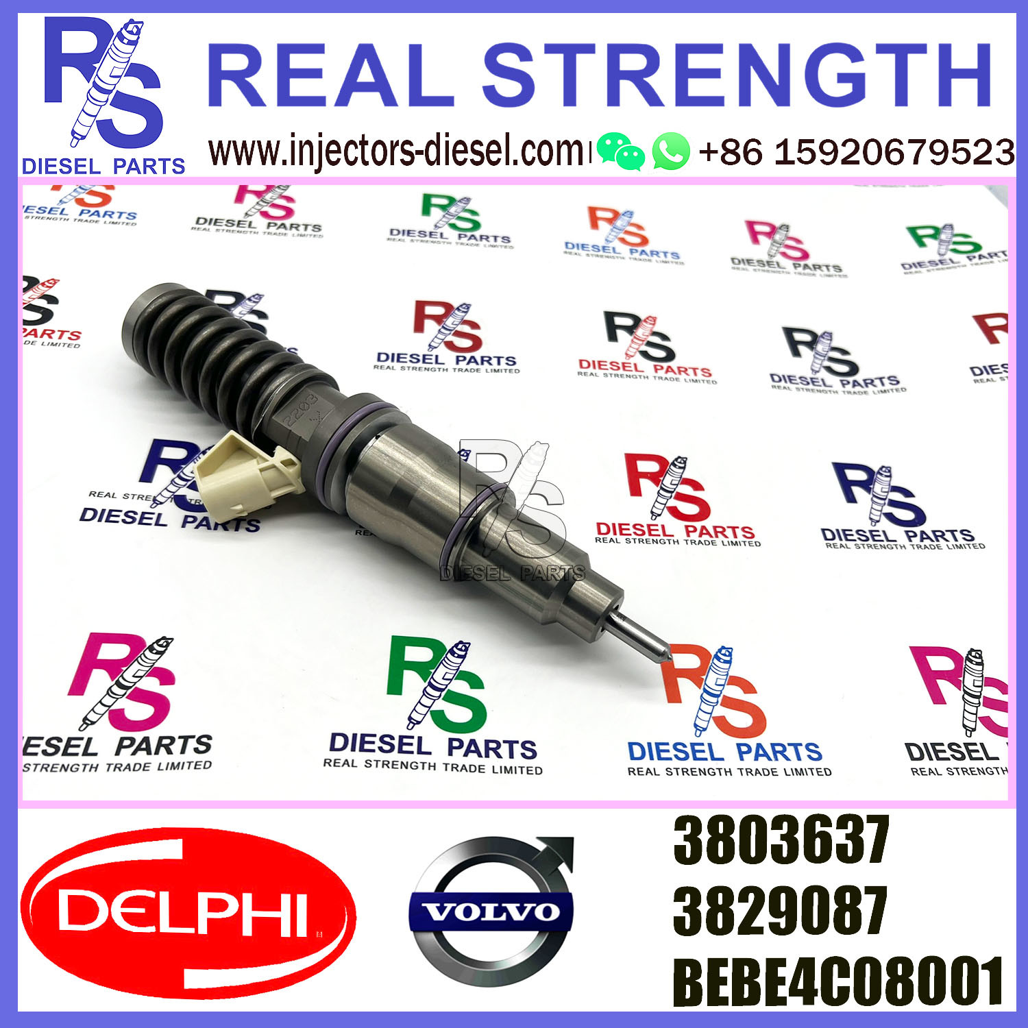 DELPHI 2pin injector 3829087 3803637 BEBE4C08001 Diesel pump Injector V-O-L-V 3829087 BEBE4C08001 E1 for 16 LITRE INDUSTRI