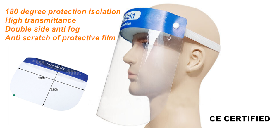 33*22cm Clear Plastic Face Shield Anti Scratch Transparant Color PET Sheet Material