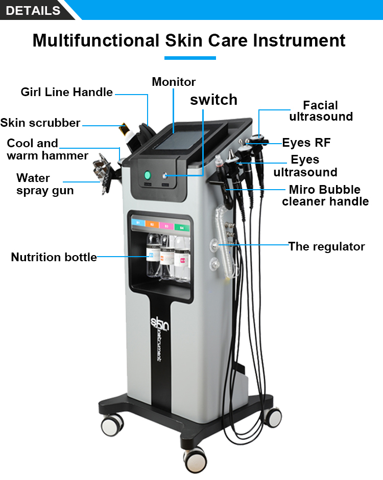Multifunction Vertical Oxygen Therapy Facial Jet Peel Machine Hydro Dermabrasion Beauty Equipment