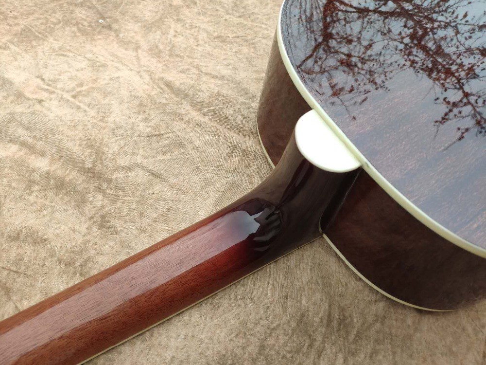 acoustic guitar 00 solid spruce parlor acoustic guitar OOO body maroon color customize white pearl vintage guitar