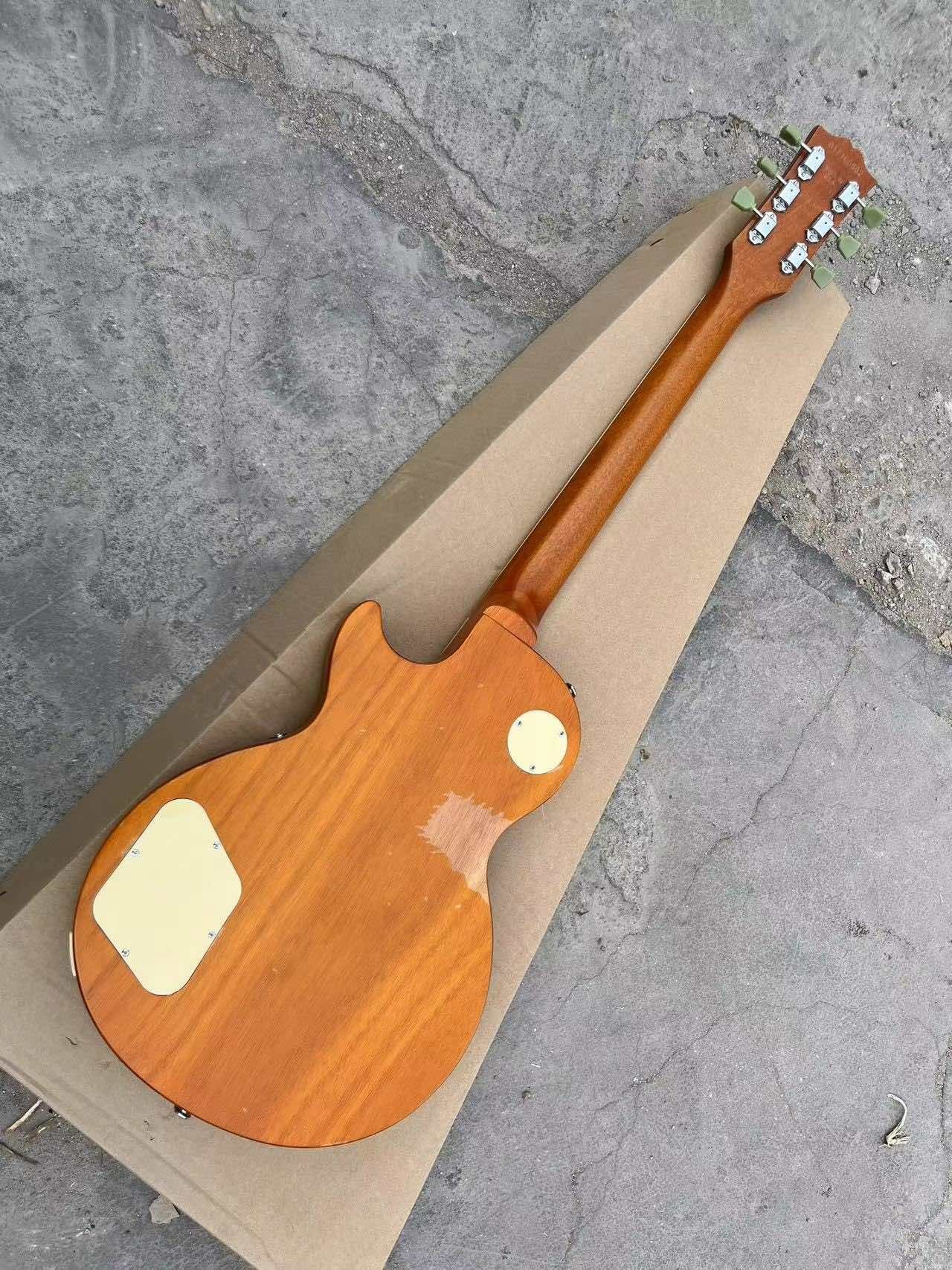 Custom GB Les Paul LP Style Electric Guitar with Mahogany Gold Body Maple Neck Customized Guitar