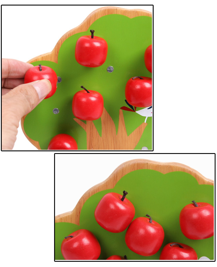 Apple Tree Wooden Montessori Baby Toys For Kids Pick Fruit Educational