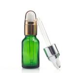 Personal Care Green 15ml Glass Dropper Bottles Aluminum Screw Cap