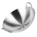 Thickened Stainless Steel Non Stick Chinese Wok Double Ear Non Coating Round