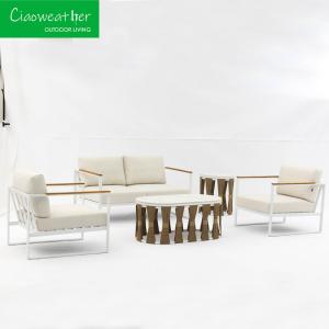 Quality Outdoor Garden Furniture White Aluminum Sofa Set with OutdoorFoam Cushion and Water-Resistant Fabric wholesale