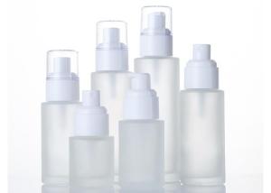 Quality Clear Frosted Glass Serum Pump Bottles 50ml 100ml Empty Skincare Bottles wholesale