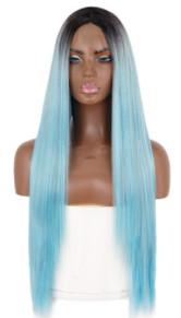 Quality Blonde Straight Natural Human Hair Wigs Extensions Blue Color wholesale