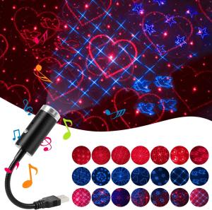 Quality USB Star Night Light,9 Functional Modes 24 Lighting Effects,Sound Activated Strobe Atmosphere Decorations (Blue&amp;Red) wholesale