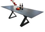 Grey Top Rectangular Glass Dining Table Stone Coated Tempered Glass 2.6 Meter