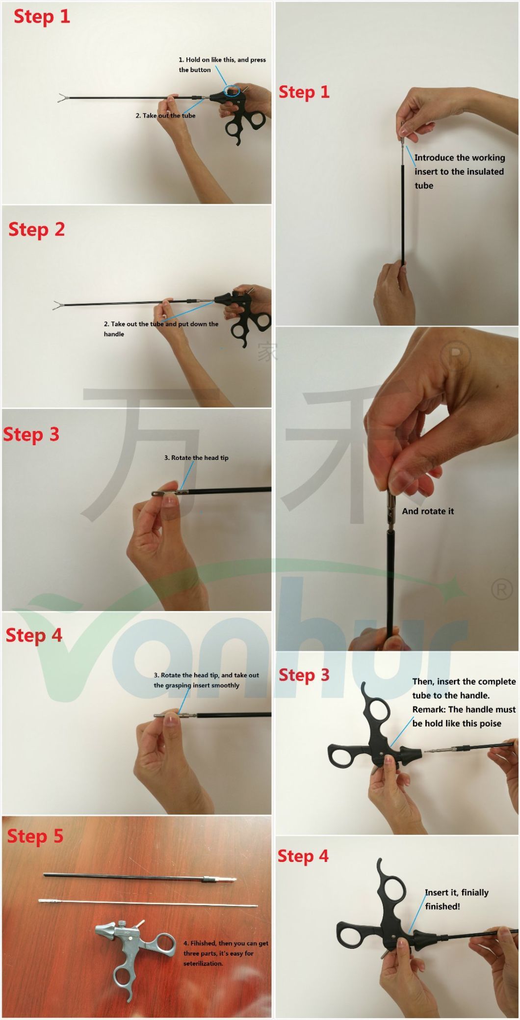 Laparoscopic Instruments Grasping Forceps with Distal 1+2 Claws
